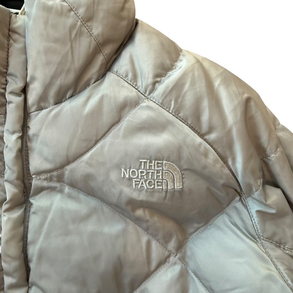 The North Face Womens Down Puffer Jacket 550 Fill Silver Coat Medium - Picture 3 of 10